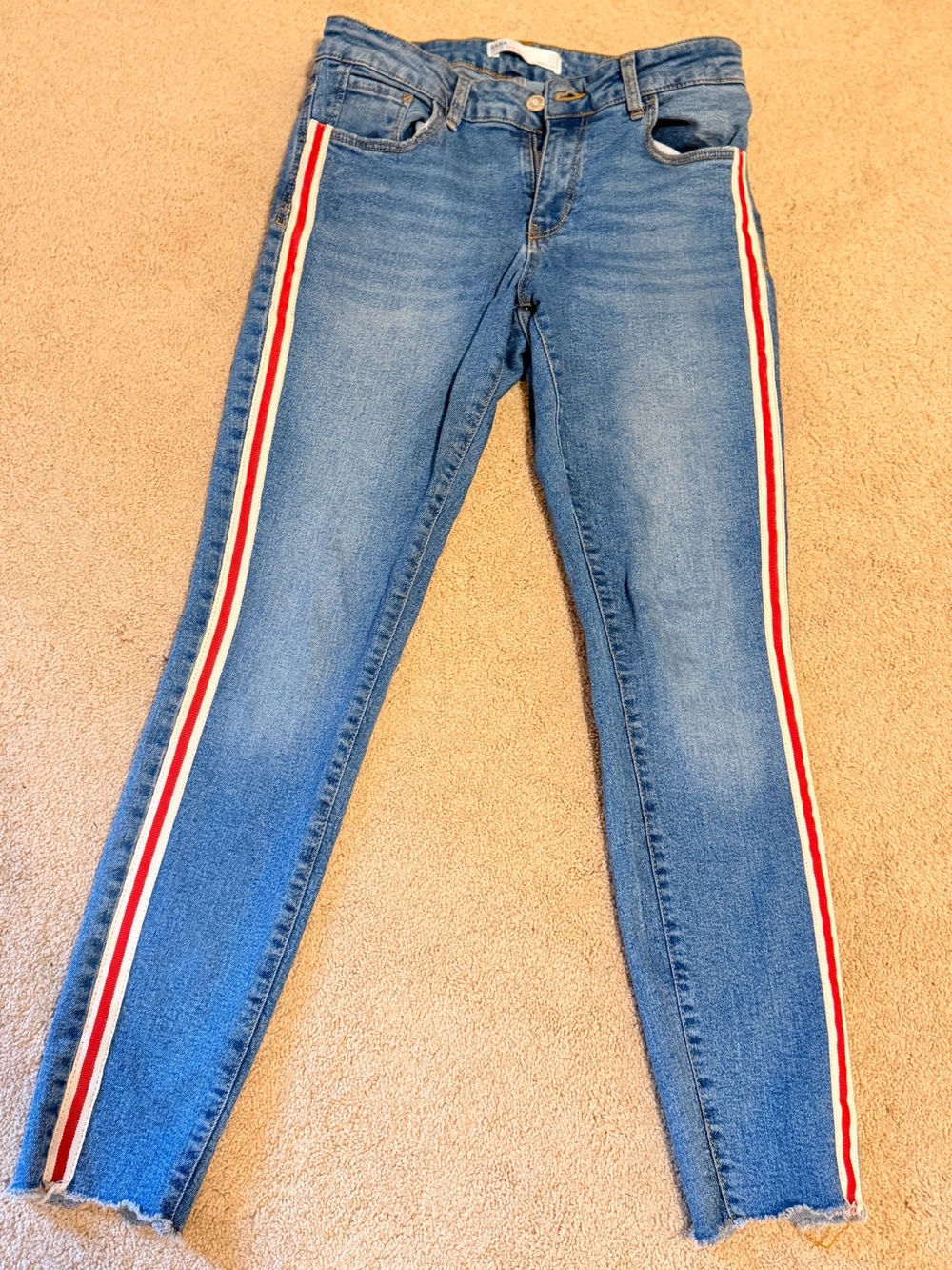 ZARA Blue Side-Stripe Women’s Skinny Jeans size 8 EUR 40